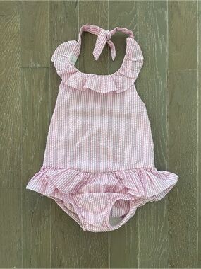 The Bailey Boys Pink Seersucker One-Piece Swimsuit | Girls Size 4